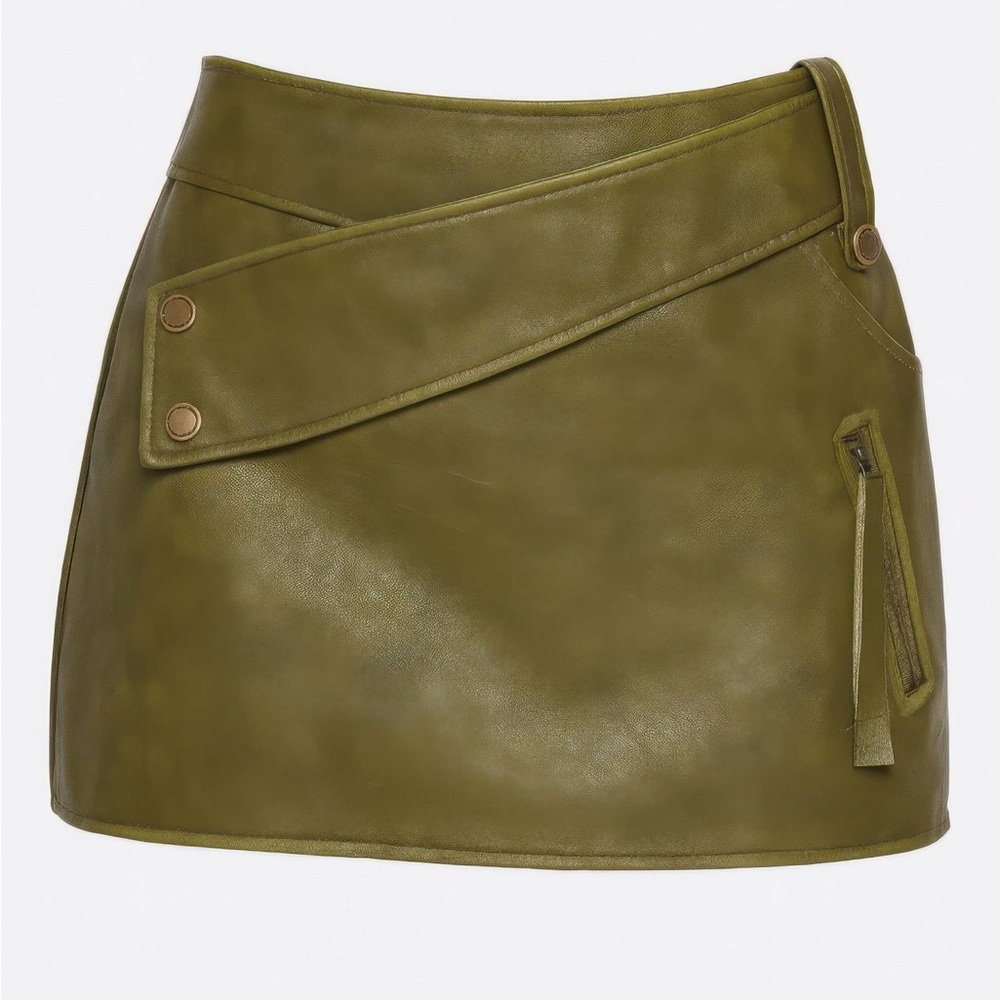 Faux Leather Strap Mini Skirt